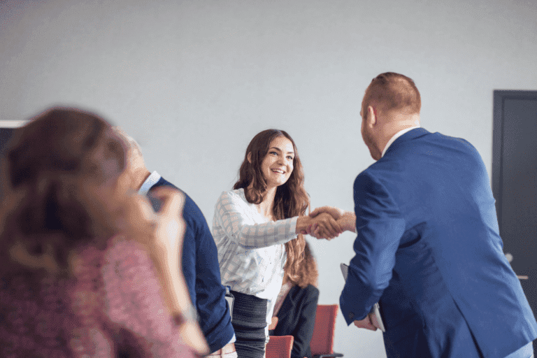 Colleagues greeting