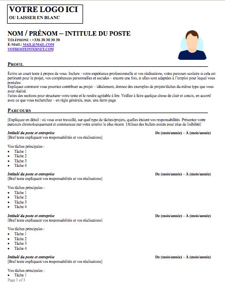 CV template france