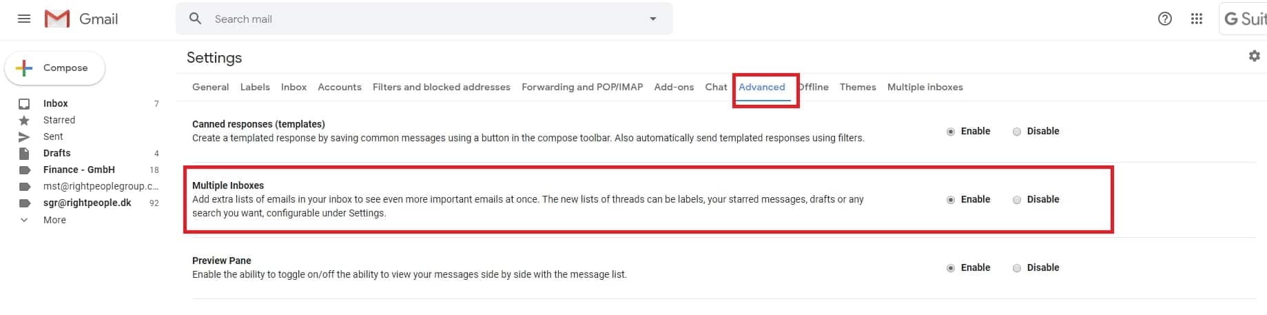 Select multiple inboxes - inbox zero concept