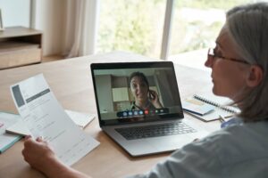 employer interviewing a remote consultant via video call